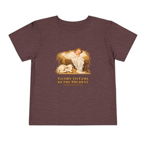 Toddler Glory to God in the Highest Tee, Nativity Christmas Shirt, Catholic Christmas Gift for Toddlers, Baby Jesus and Lamb image 16