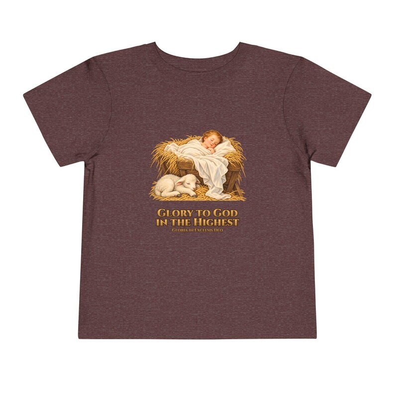 Toddler Glory to God in the Highest Tee, Nativity Christmas Shirt, Catholic Christmas Gift for Toddlers, Baby Jesus and Lamb image 16