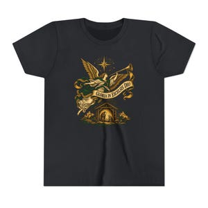 Camiseta infantil del Ángel de la Natividad, Camiseta juvenil Gloria in Excelsis Deo, Regalo católico de Navidad para niños, Representación navideña de la Estrella de Belén imagen 8