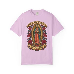 Nuestra Señora de Guadalupe Tee, Virgin of Tepeyac with Roses, Mexican Catholic Gift, Hispanic Mom Apparel, Dec 12 Feast Day, Comfort Colors image 9