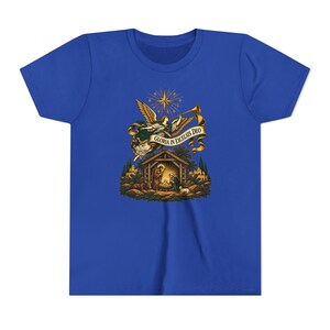 Kids Herald Angel Trumpet Shirt, Youth Glory to God in the Highest Tee, Christian Christmas Gift for Kids, Vintage Nativity image 11
