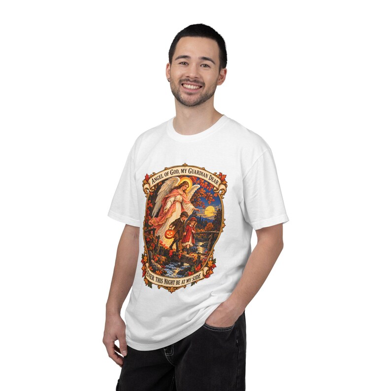 Angel of God Prayer Tee, Guardian Angel Children, Catholic Mom Gift (Comfort Colors) image 8