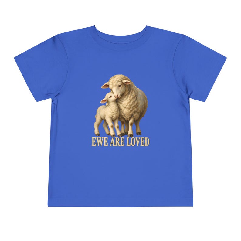 Toddler Ewe Are Loved Tee, Lamb Shirt for Toddlers, Sweet Christian Gift, Vintage Ewe and Lamb Painting image 6