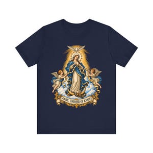 結び目を解く聖母マリアTシャツ、リボンを解く聖母マリアTシャツ、女性へのカトリックのノベナギフト、マリア祈祷アパレル 画像 6