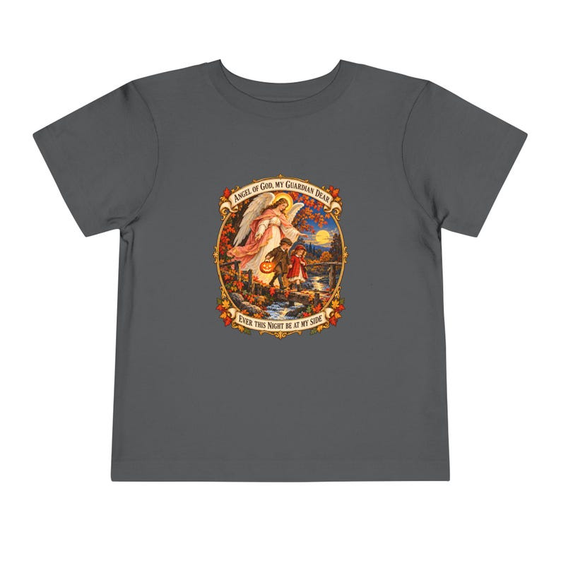 Kleinkind-T-Shirt mit Engel-Gottes-Gebet, Schutzengel-Shirt, Mein lieber Schutzengel, katholisches Geschenk für Kleinkinder, Vintage-Herbstkunst Bild 13