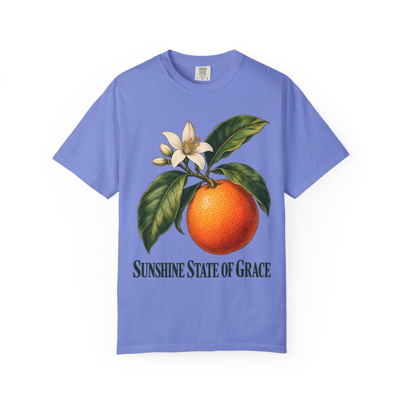 Sunshine State of Grace Comfort Colors Shirt | Catholic Florida T-Shirt | Florida Gift | Vintage Orange and Blossom image 8
