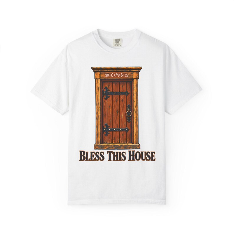 Maglietta "Bless This House Comfort Colors" / Maglietta cattolica per l'Epifania / Regalo per l'inaugurazione della casa / Benedizione della porta con il gesso 20 cm M B 27 immagine 1