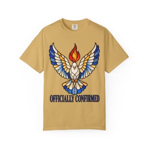 Officially Confirmed Comfort Colors Shirt | Catholic Confirmation T-Shirt | Confirmation Gift | Stained Glass Holy Spirit Dove image 1