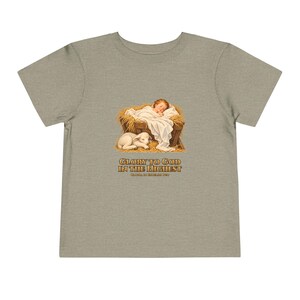 Toddler Glory to God in the Highest Tee, Nativity Christmas Shirt, Catholic Christmas Gift for Toddlers, Baby Jesus and Lamb image 6