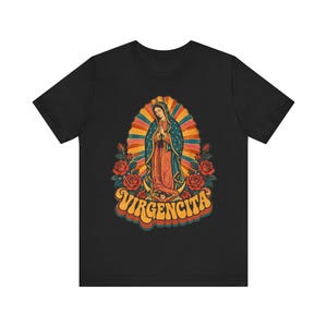 Retro 70s Our Lady of Guadalupe Tee, Mexican Catholic Gift, Latina Apparel (Unisex Fit) image 8