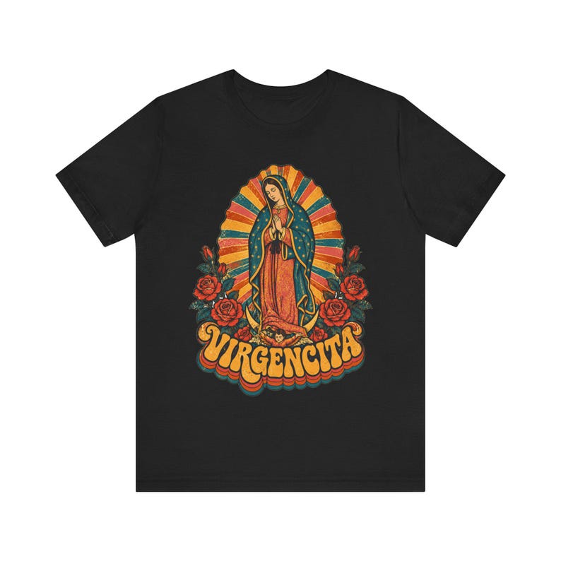 Retro 70s Our Lady of Guadalupe Tee, Mexican Catholic Gift, Latina Apparel (Unisex Fit) image 8