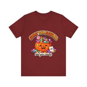 Funny Christian Halloween Shirt, Count Your Blessings Candy Pumpkin Tee image 7