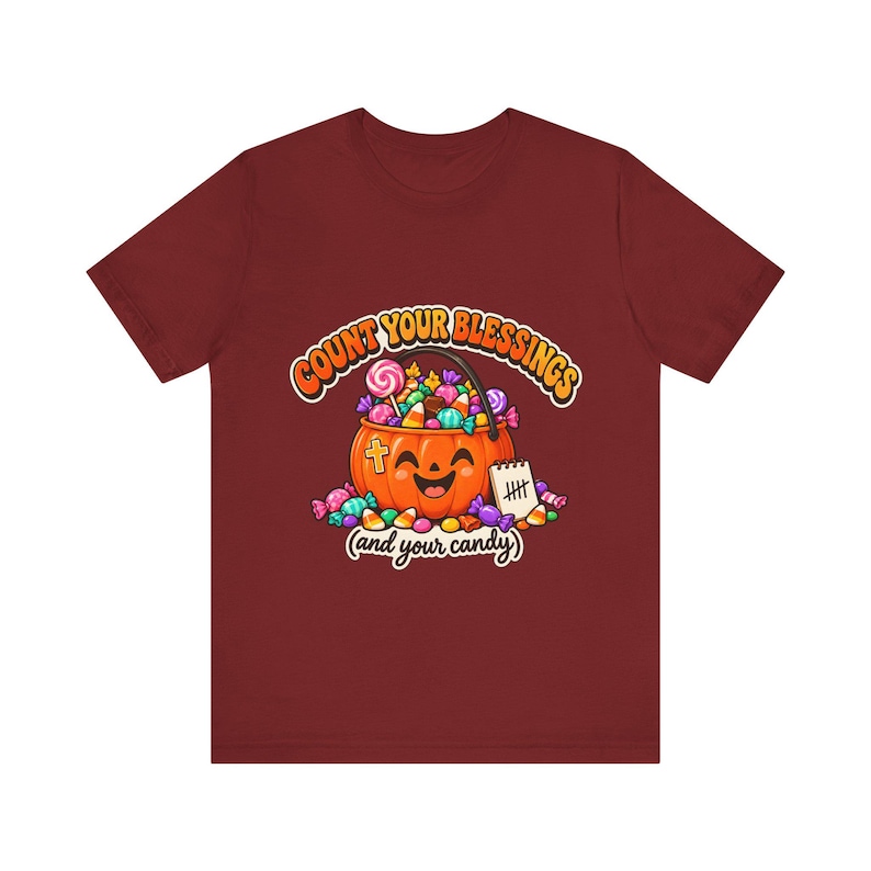 Funny Christian Halloween Shirt, Count Your Blessings Candy Pumpkin Tee image 7