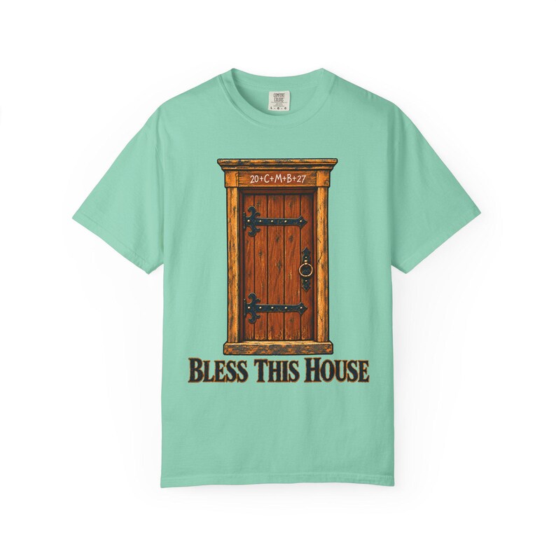 Maglietta "Bless This House Comfort Colors" / Maglietta cattolica per l'Epifania / Regalo per l'inaugurazione della casa / Benedizione della porta con il gesso 20 cm M B 27 immagine 5