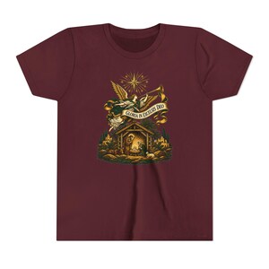Kids Herald Angel Trumpet Shirt, Youth Glory to God in the Highest Tee, Christian Christmas Gift for Kids, Vintage Nativity image 19
