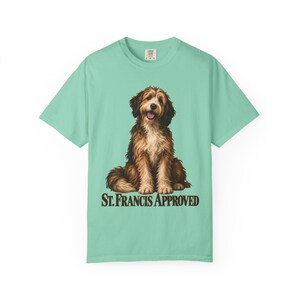 St Francis Approved Comfort Colors Shirt | Catholic Dog Lover T-Shirt | Gift for Dog Mom | Shaggy Dog Painting image 4