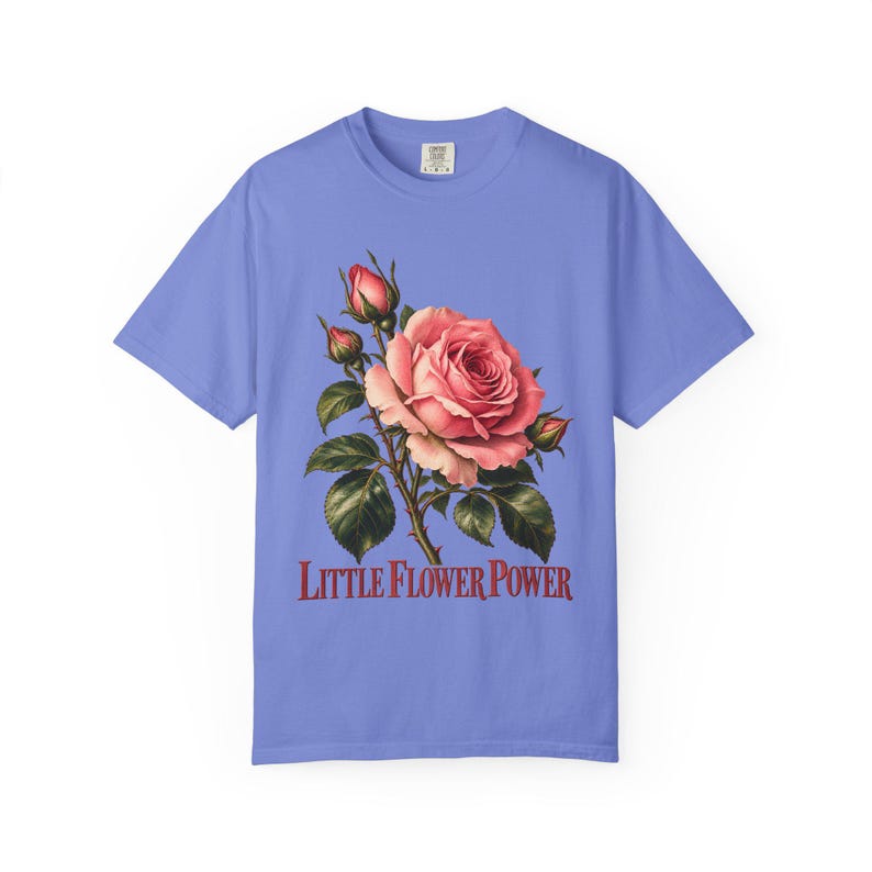 Little Flower Power Comfort Colors Shirt | St Therese Catholic T-Shirt | Gift for Catholic Women | Vintage Pink Roses image 10
