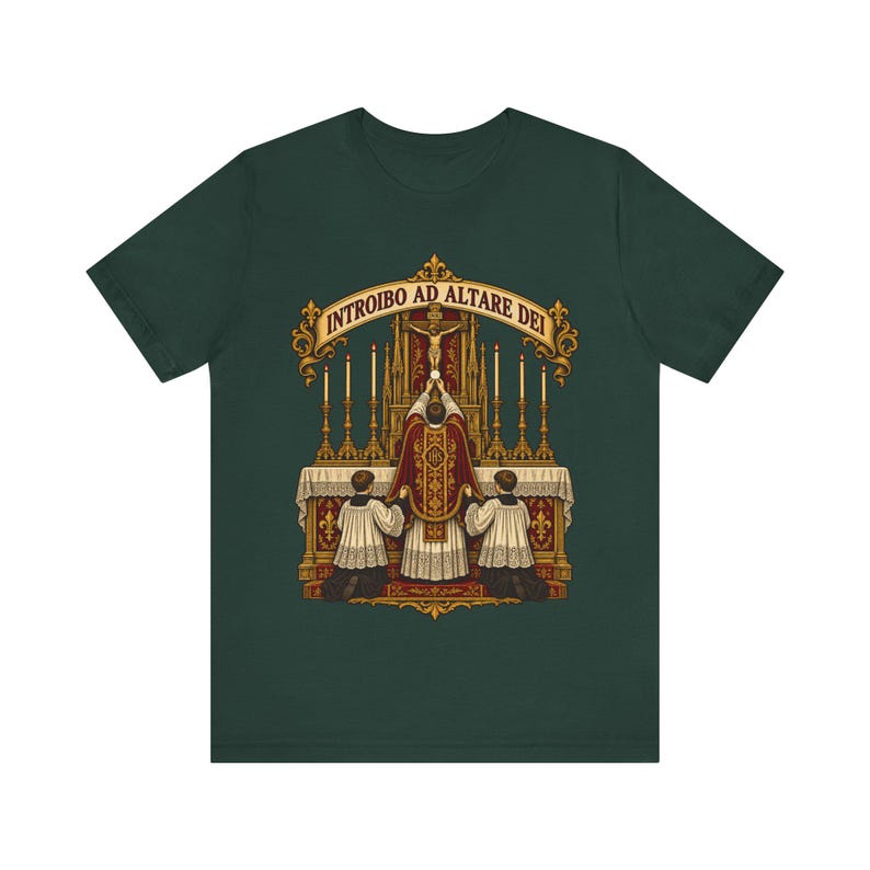 Traditional Latin Mass Shirt, Introibo ad Altare Dei Tee, TLM Gift for Priest, Altar Server or Seminarian, Tridentine Apparel image 3