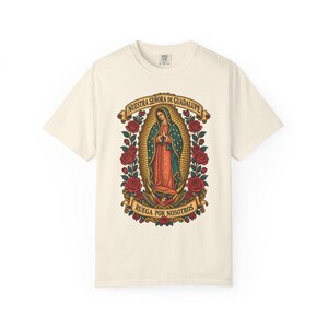 Nuestra Señora de Guadalupe Tee, Virgin of Tepeyac with Roses, Mexican Catholic Gift, Hispanic Mom Apparel, Dec 12 Feast Day, Comfort Colors image 4