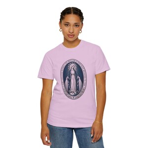 Our Lady of Grace Tee, Miraculous Medal Prayer, Pray for Us Who Have Recourse to Thee, Marian Gift for Mom or Godmother, Comfort Colors image 8