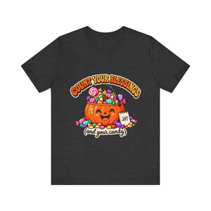 Funny Christian Halloween Shirt, Count Your Blessings Candy Pumpkin Tee image 4
