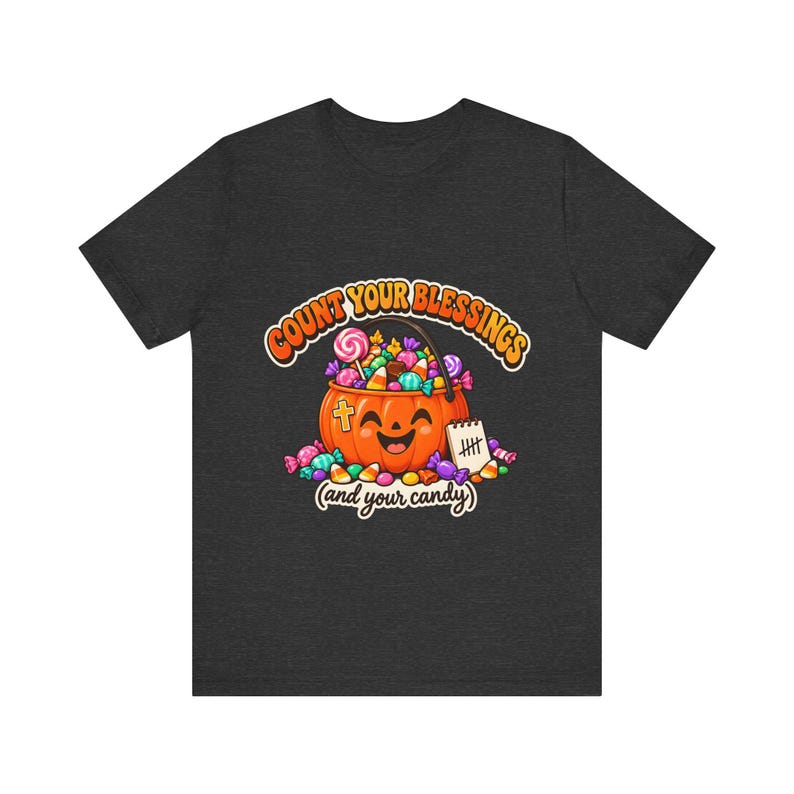 Funny Christian Halloween Shirt, Count Your Blessings Candy Pumpkin Tee image 4