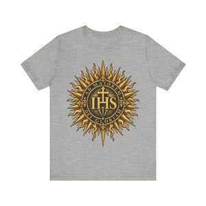 Ad Maiorem Dei Gloriam skjorta, AMDG IHS Sunburst Tee, latinsk katolsk gåva, jesuitexamen eller konfirmationspresent, Ignatians motto bild 9