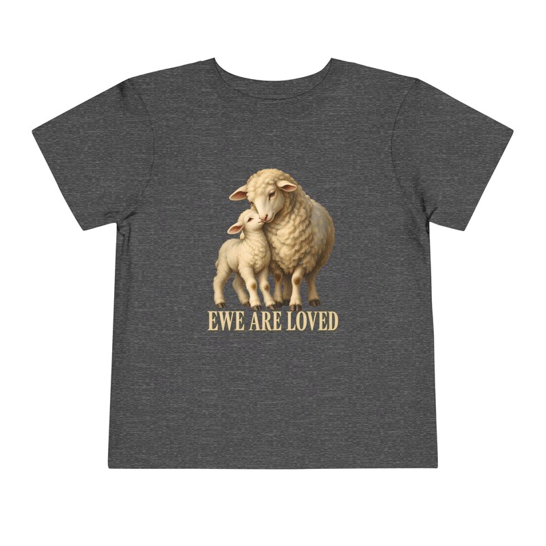 Toddler Ewe Are Loved Tee, Lamb Shirt for Toddlers, Sweet Christian Gift, Vintage Ewe and Lamb Painting image 9
