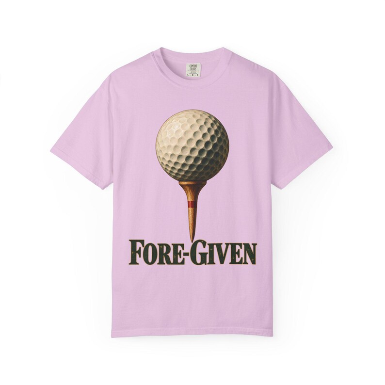 T-shirt in de kleuren van Fore-Given Comfort | Grappig christelijk golf-T-shirt | Cadeau voor golfende vader | Golfbal op tee afbeelding 8