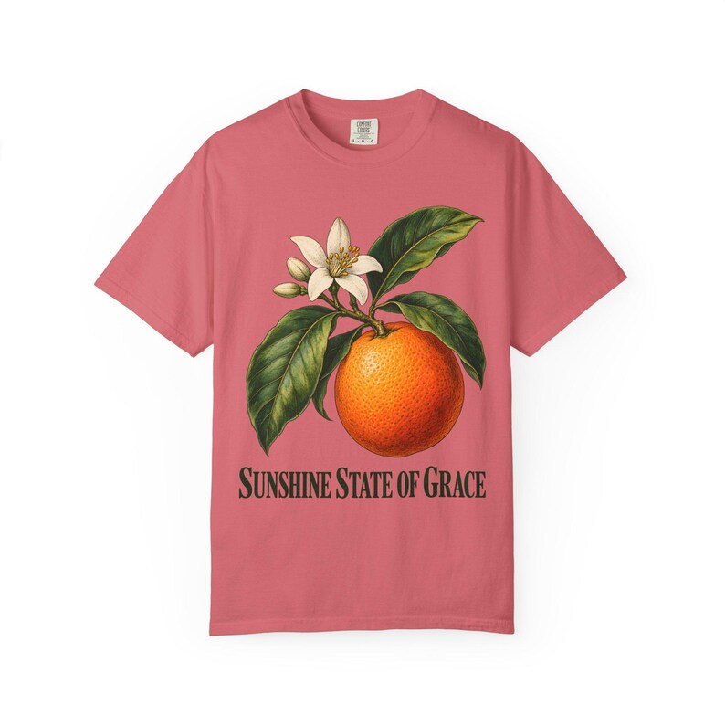 Sunshine State of Grace Comfort Colors Shirt | Catholic Florida T-Shirt | Florida Gift | Vintage Orange and Blossom image 13