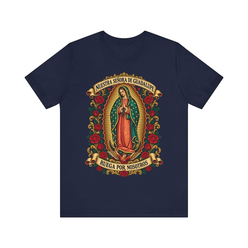 グアダルーペの聖母シャツ | カトリックTシャツ | 12月12日 お母さんへの贈り物 | Ruega por Nosotros 画像 7