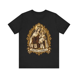 Our Lady of Mount Carmel Shirt | Catholic T-Shirt | Carmelite Gift for Women | Brown Scapular, Decor Carmeli afbeelding 7