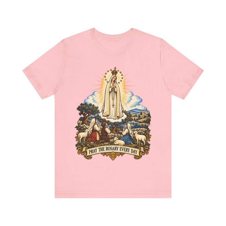 Our Lady of Fatima Shirt | Catholic T-Shirt | Rosary Gift for Mom | Three Shepherd Children, Pray the Rosary image 6
