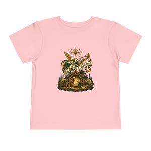 Camiseta infantil con trompeta de ángel heraldo, Gloria a Dios en las alturas, Camiseta navideña, Regalo cristiano de Navidad para niños pequeños, Natividad imagen 13