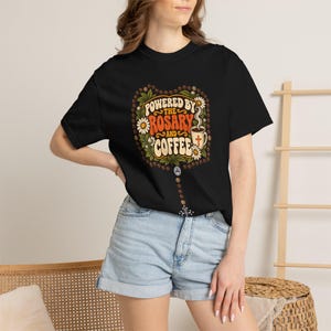 Funny Rosary and Coffee Tee, Retro Catholic Mom Gift, Caffeine Prayer Top for Women, Christian Humor Apparel for Teachers, Comfort Colors image 10