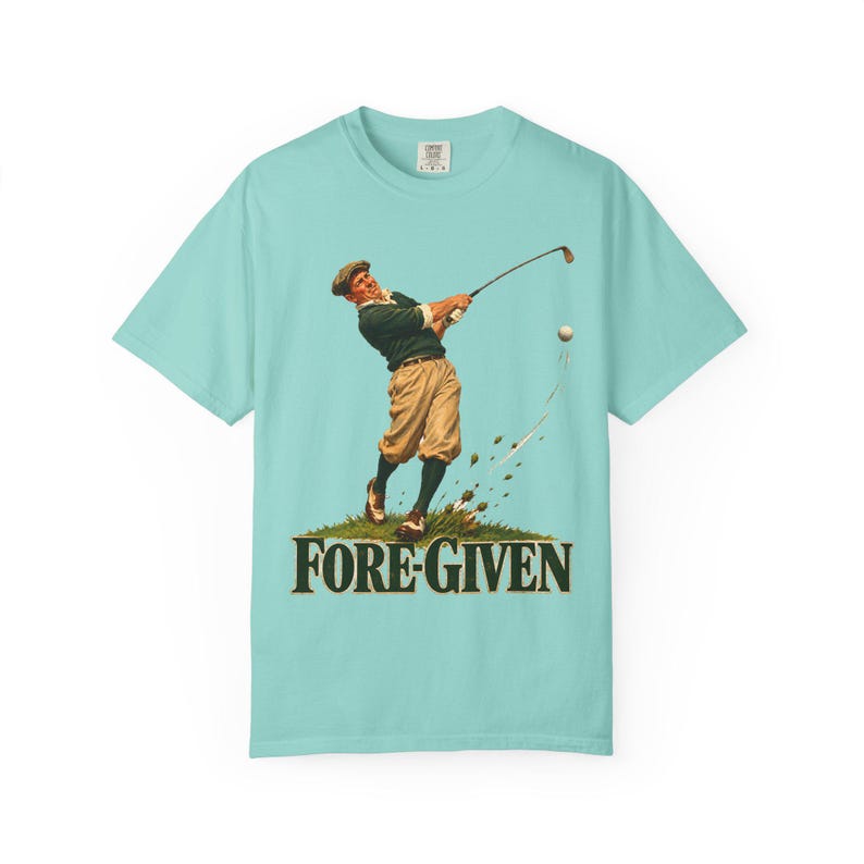Fore-Given Golfer Comfort Colors Shirt | Funny Christian Golf T-Shirt | Gift for Golfer Dad | Vintage Golfer Mid-Swing image 9