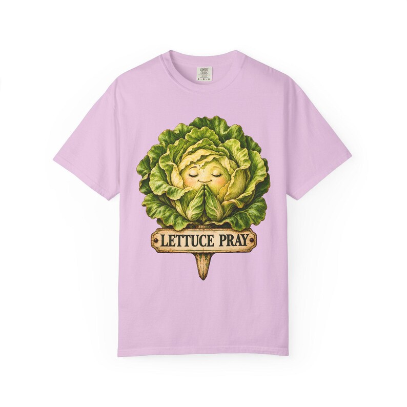 Lettuce Pray Comfort Colors Shirt | Funny Christian T-Shirt | Gift for Gardener | Vintage Lettuce with Garden Sign image 10