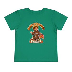 Toddler Saint in Training Tee, Little Friar with Bluebird, Halloween Gift (2T-5T) image 2