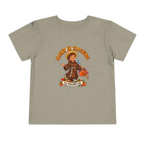 Toddler Saint in Training Tee, Little Friar with Bluebird, Halloween Gift (2T-5T) image 1