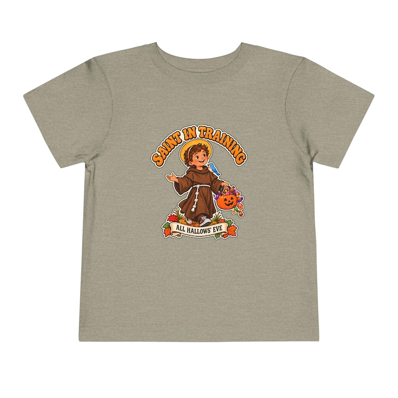 Toddler Saint in Training Tee, Little Friar with Bluebird, Halloween Gift (2T-5T) image 1