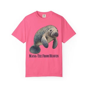 Mana-Tee From Heaven Comfort Colors Shirt | Funny Christian Florida T-Shirt | Manatee Lover Gift | Vintage Manatee Painting image 7