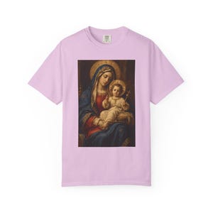 Madonna and Child Painting Tee, Renaissance Style Virgin Mary, Christmas Catholic Gift for Her, Blessed Mother Sacred Art, Comfort Colors image 7