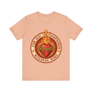 Jesu heliga hjärtas skjorta, Cor Jesu Sacratissimum-märke, Miserere Nobis runt emblem, katolsk gåva för män och kvinnor, törnekrona bild 1