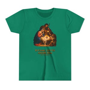 Kids O Come Let Us Adore Him Shirt, Youth Nativity Christmas Tee, Catholic Christmas Gift for Kids, Holy Family Venite Adoremus image 9