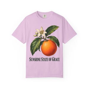 Sunshine State of Grace Comfort Colors Shirt | Catholic Florida T-Shirt | Florida Gift | Vintage Orange and Blossom image 10