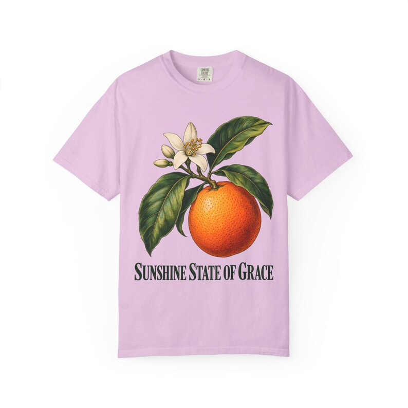 Sunshine State of Grace Comfort Colors Shirt | Catholic Florida T-Shirt | Florida Gift | Vintage Orange and Blossom image 10