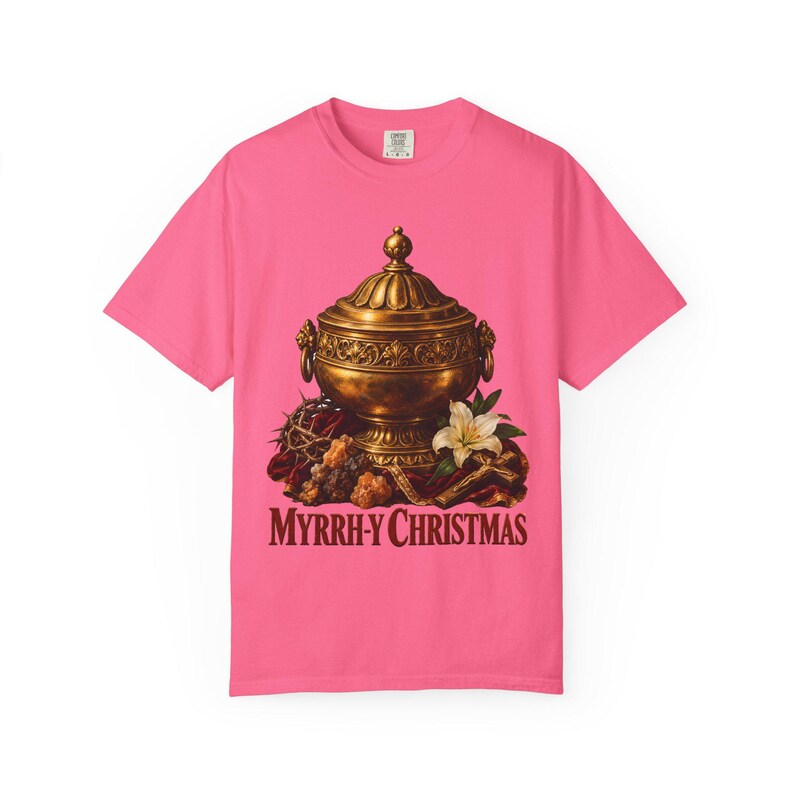 Myrrh-y Christmas Comfort Colors Shirt | Funny Catholic Christmas T-Shirt | Christmas Gift | Golden Jar of Myrrh image 13