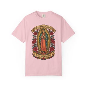 Nuestra Señora de Guadalupe Tee, Virgin of Tepeyac with Roses, Mexican Catholic Gift, Hispanic Mom Apparel, Dec 12 Feast Day, Comfort Colors image 10