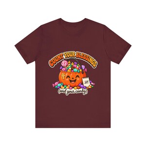 Funny Christian Halloween Shirt, Count Your Blessings Candy Pumpkin Tee image 6