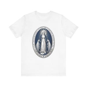 Mirakulös medaljskjorta | Katolsk t-shirt | Jungfru Maria-gåva för kvinnor | O Maria, avlad utan synd bild 2